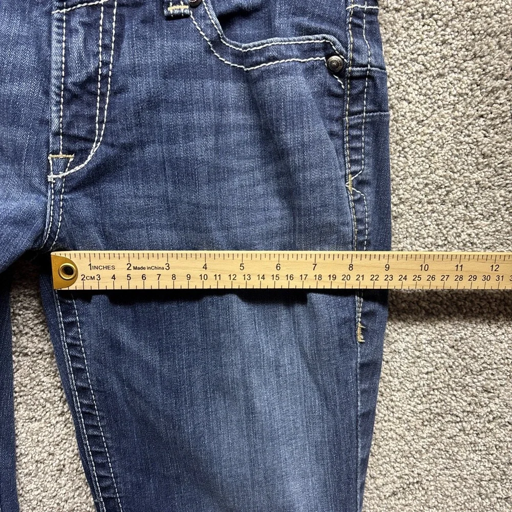 Ariat Real Denim Women's Jeans Size 30Rx32 Med Wash Flare‎ Raw Hem Heavy Stitch